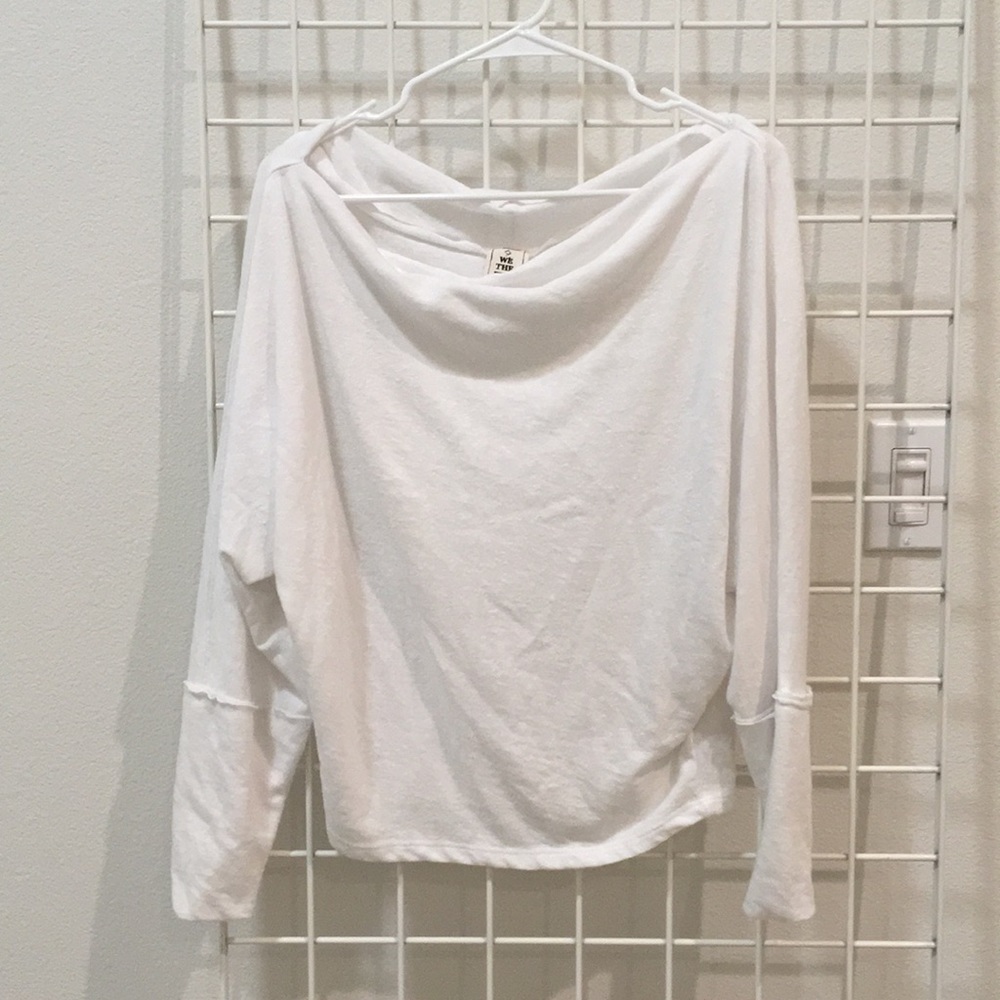 Off the shoulder long sleeve tunic top